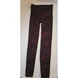Spanx Look At Me Now Womens Size S Small Leggings High Waisted Burgundy Camo